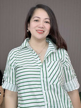 Load image into Gallery viewer, Sale! Lara Striped Green Dress 0074