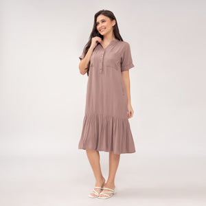 Hailey Plain Taupe Dress 0095