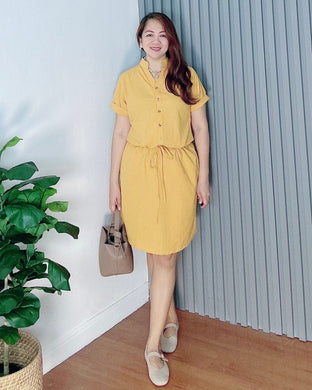 *Zoe Plain Mustard Dress 0009