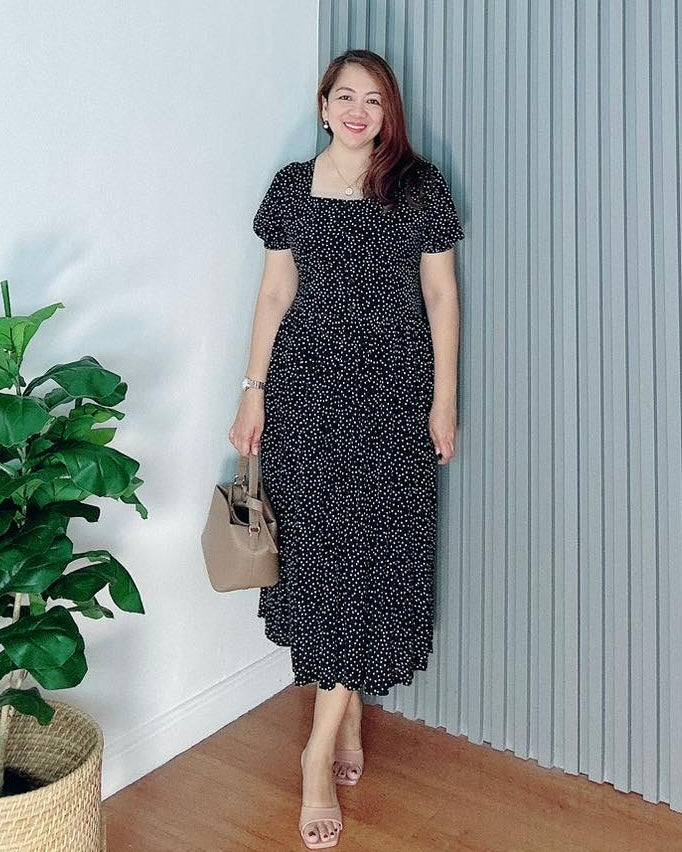 *Aubrey Polka Black Dress 0131