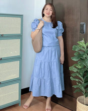 Load image into Gallery viewer, Lana Premium Linen Light Blue Top and Skirt 0004