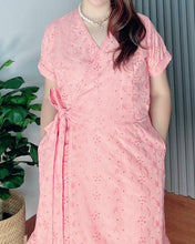 Load image into Gallery viewer, Mara Overlap Eyelet Peach Dress 0014