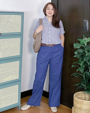 Vika Plain Denim Blue Pants 0012