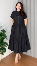 Load image into Gallery viewer, *Selena Cotton Linen Black Dress 0047