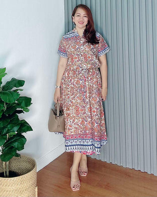 *Donna Printed Drawstring Dress 0366