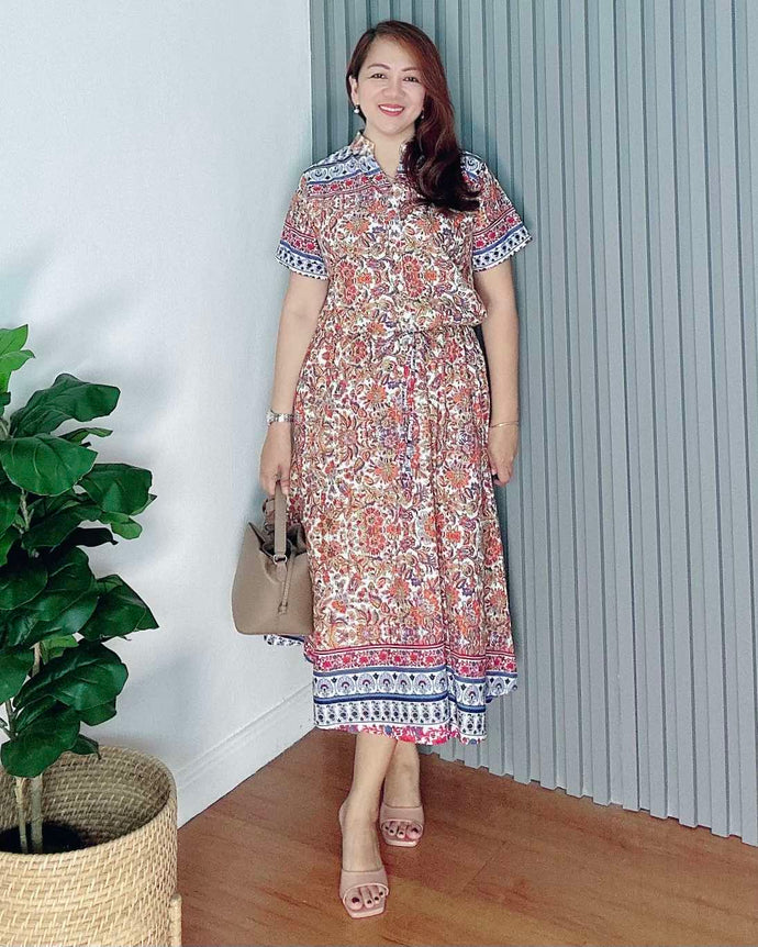 *Donna Printed Drawstring Dress 0366