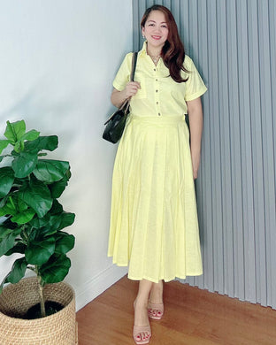 Trisha Bright Yellow Premium Linen  Top and Skirt Coordinates 0021