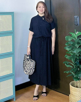 *Carmie Plain Softlinen Black  Dress 0134