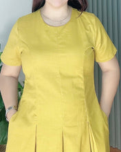 Load image into Gallery viewer, Belle Premium Linen Mustard Dress 0016