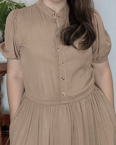 Bianca Plain Brown Midi Dress 0235