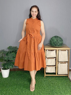 Ann Plain Rust Dress 0005