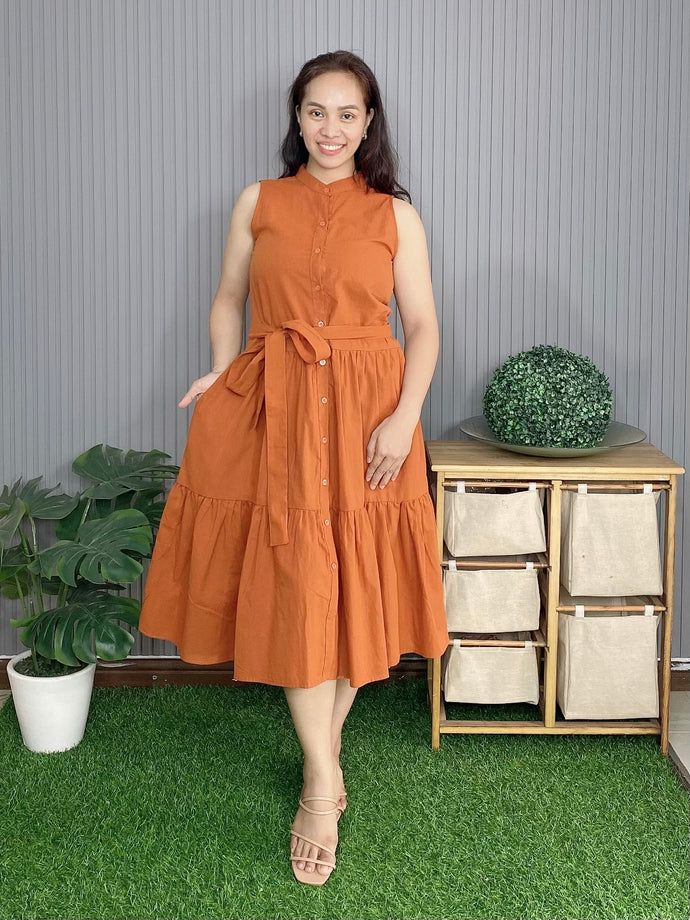 Ann Plain Rust Dress 0005