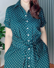 Load image into Gallery viewer, *Julia Maxi Polka Emerald Green Dress 0024