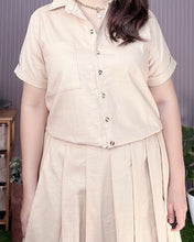 Load image into Gallery viewer, Trisha Premium Linen Light Brown Top and Skirt Coordinates 0006