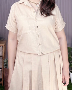 Trisha Premium Linen Light Brown Top and Skirt Coordinates 0006