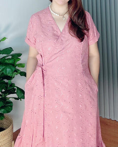 Mara Overlap Eyelet Oldrose Dress 0011