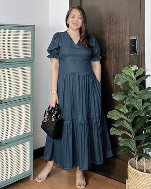 Ariana Plain Soft Denim Maxi Dress 0080