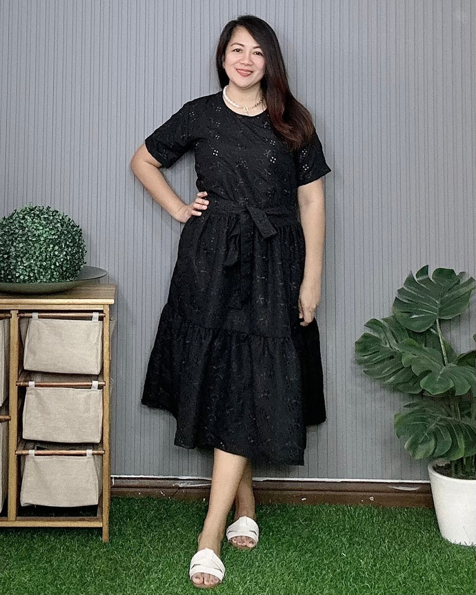 Mia Maxi Eyelet Black Dress 0022