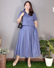 Load image into Gallery viewer, Trisha Premium Linen Denim Blue Top and Skirt Coordinates 0007