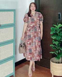 *Andi Drawstring Printed Dress 0035