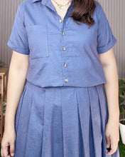 Load image into Gallery viewer, Trisha Premium Linen Denim Blue Top and Skirt Coordinates 0007