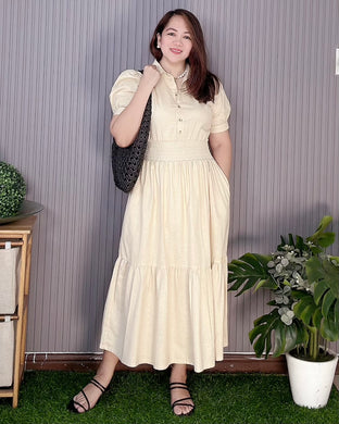 Diana Maxi Premium Linen Cream Dress 0046