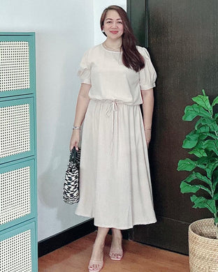 *Alexa Plain Cream Dress 0069