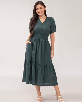 Sigrid Maxi Plain Green  Dress 0047