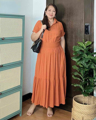 Lysa Plain Rust Orange Dress 0023