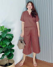 Load image into Gallery viewer, *Ada Plain Dark Brown Premium Linen Coordinates 0036