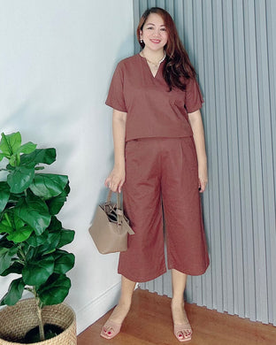 *Ada Plain Dark Brown Premium Linen Coordinates 0036