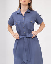 Load image into Gallery viewer, Elena Premium Linen Denim Blue Dress 0067