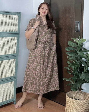 Dahna Drawstring Printed Dress 0329