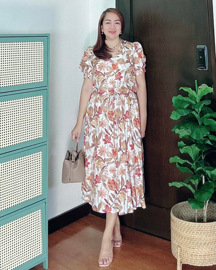 *Andi Drawstring Printed Dress 0038