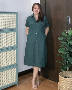 Elena Plain Emerald Green Dress 0071