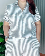 Load image into Gallery viewer, *Monique Stripe Gray Linen Coordinates 0024