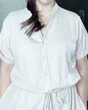 Load image into Gallery viewer, *Donna Plain Cream Drawstring Dress 0355