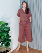 Load image into Gallery viewer, *Ada Plain Dark Brown Premium Linen Coordinates 0036