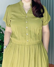 Load image into Gallery viewer, *Anika Maxi Plain Olive green Dress 0003