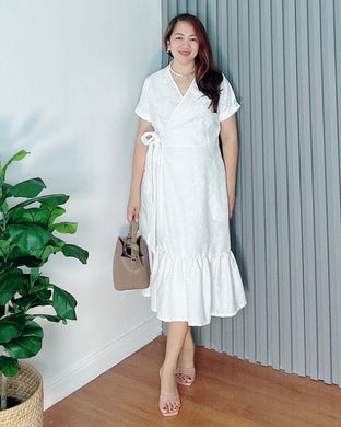 Mara Overlap Eyelet White Dress 0012