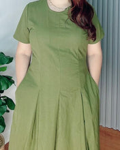 Load image into Gallery viewer, Belle Plain Cotton Linen Dress 0008