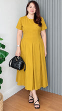 Load image into Gallery viewer, Flora Mustard Premium Linen  Dress 0002