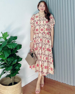 *Andi Drawstring Printed Dress 0043