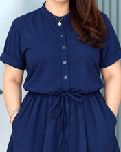 Load image into Gallery viewer, *Carmie Plain Softlinen Navyblue Dress 0162
