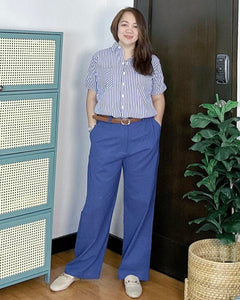 Vika Plain Denim Blue Pants 0012