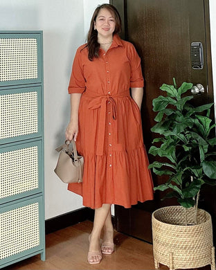 *Lucy Plain Rust Orange Dress 0010