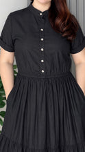 Load image into Gallery viewer, *Selena Cotton Linen Black Dress 0047