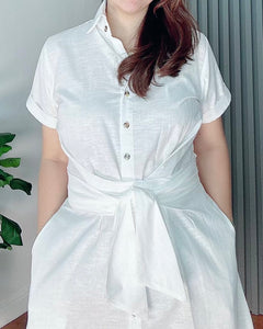 *Julia Maxi Premium Linen White Dress 0026