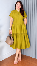 Load image into Gallery viewer, Lily Cotton Poplin Moss Olive Dress 0004