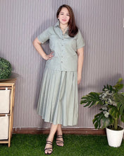 Load image into Gallery viewer, Trisha Premium Linen Sage Top and Skirt Coordinates 0010